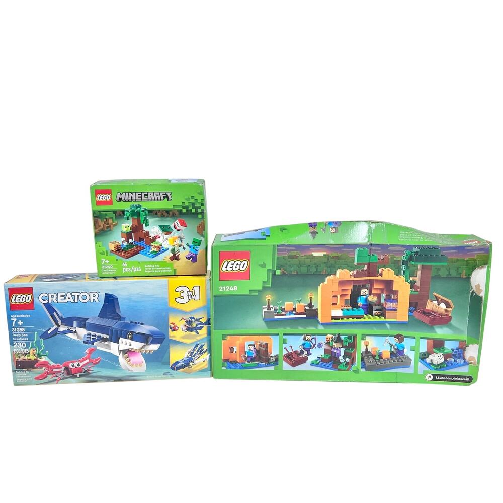 LEGO Bundle Lot of 3 Sets Minecraft #21248 #21240 Shark 3 in 1 #31088 New